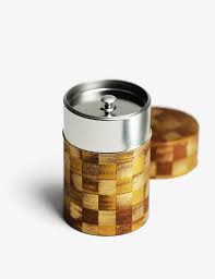 Shikaku - boîte à thé papier washi motif damier brun 100g